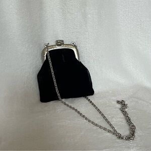 Vtg 1950s 60s Petite Black Unique Lock Evening Bag